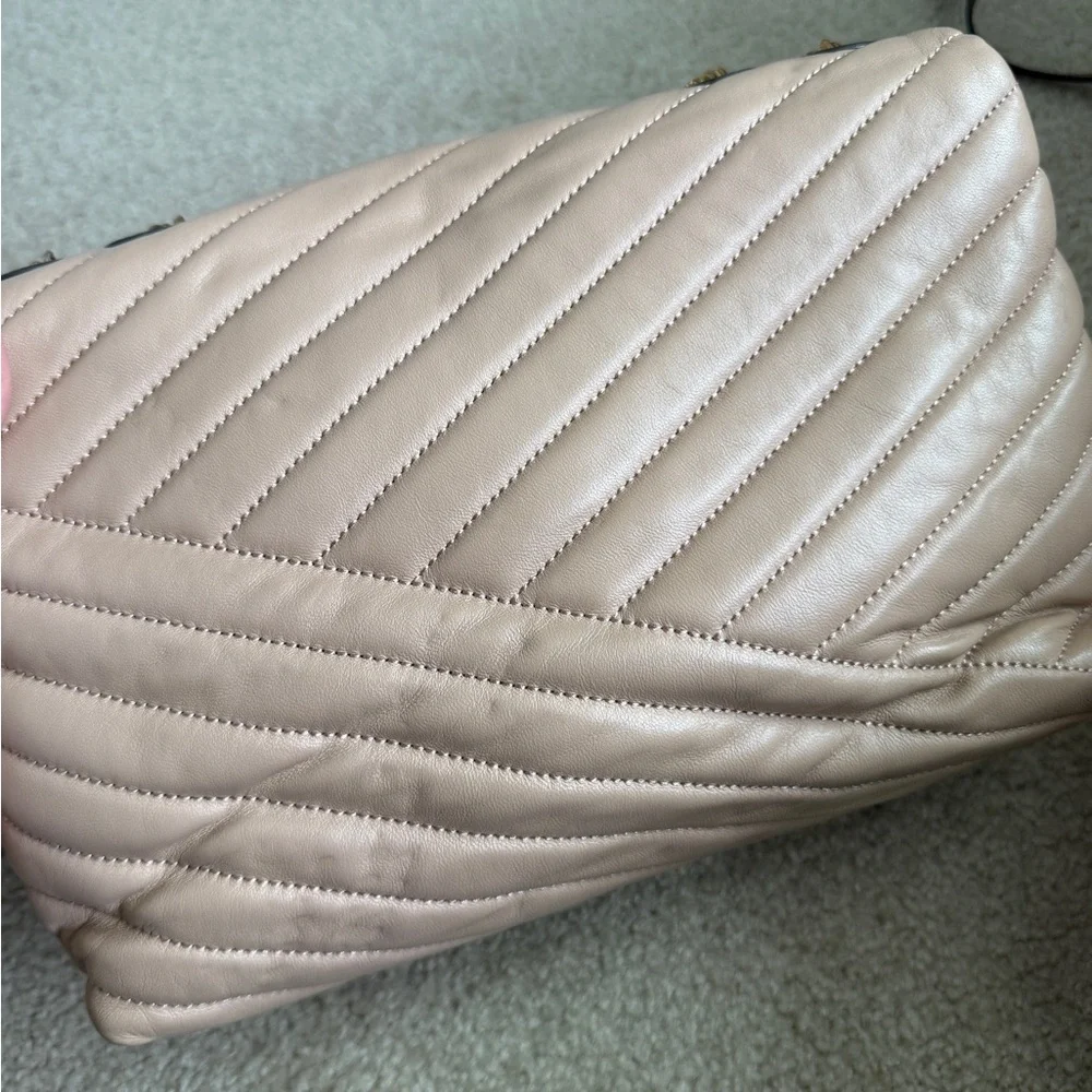 Tory Burch Beige Kira Chevron Shoulder Bag